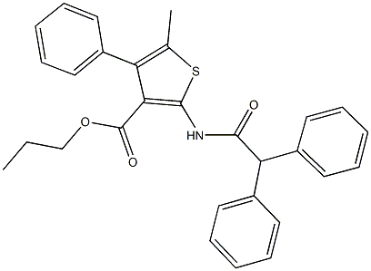 propyl 2-[(diphenylacetyl)amino]-5-methyl-4-phenyl-3-thiophenecarboxylate 结构式