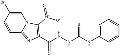 2-({6-bromo-3-nitroimidazo[1,2-a]pyridin-2-yl}carbonyl)-N-phenylhydrazinecarbothioamide,445260-68-4,结构式
