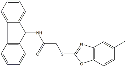 N-(9H-fluoren-9-yl)-2-[(5-methyl-1,3-benzoxazol-2-yl)sulfanyl]acetamide 结构式