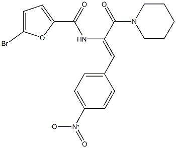 5-bromo-N-[2-{4-nitrophenyl}-1-(1-piperidinylcarbonyl)vinyl]-2-furamide 结构式