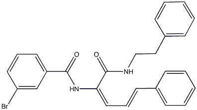 3-bromo-N-(4-phenyl-1-{[(2-phenylethyl)amino]carbonyl}-1,3-butadienyl)benzamide 结构式