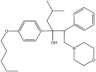 5-methyl-1-(4-morpholinyl)-3-[4-(pentyloxy)phenyl]-2-phenyl-3-hexanol Struktur