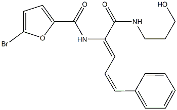 5-bromo-N-(1-{[(3-hydroxypropyl)amino]carbonyl}-4-phenyl-1,3-butadienyl)-2-furamide 结构式