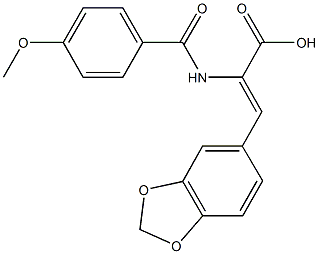 3-(1,3-benzodioxol-5-yl)-2-[(4-methoxybenzoyl)amino]acrylic acid 化学構造式