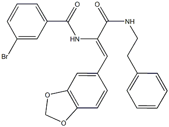 N-(2-(1,3-benzodioxol-5-yl)-1-{[(2-phenylethyl)amino]carbonyl}vinyl)-3-bromobenzamide Struktur