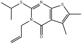 3-allyl-2-(isopropylsulfanyl)-5,6-dimethylthieno[2,3-d]pyrimidin-4(3H)-one Struktur