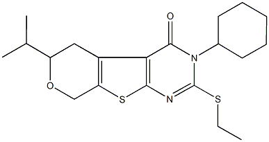 3-cyclohexyl-2-(ethylsulfanyl)-6-isopropyl-3,5,6,8-tetrahydro-4H-pyrano[4',3':4,5]thieno[2,3-d]pyrimidin-4-one Structure