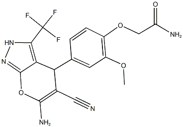 2-{4-[6-amino-5-cyano-3-(trifluoromethyl)-2,4-dihydropyrano[2,3-c]pyrazol-4-yl]-2-methoxyphenoxy}acetamide|