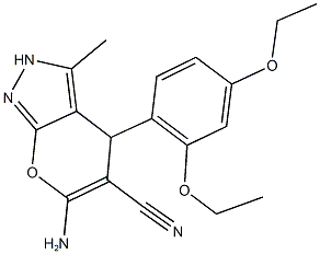 6-amino-4-(2,4-diethoxyphenyl)-3-methyl-2,4-dihydropyrano[2,3-c]pyrazole-5-carbonitrile Structure