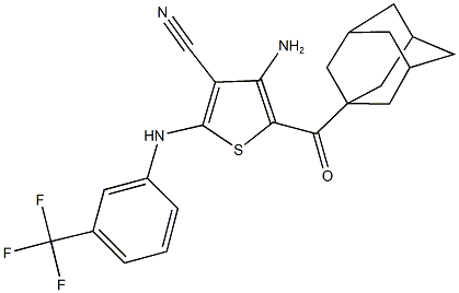 4-amino-5-(tricyclo[3.3.1.1~3,7~]dec-1-ylcarbonyl)-2-{[3-(trifluoromethyl)phenyl]amino}thiophene-3-carbonitrile,445265-98-5,结构式