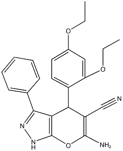 6-amino-4-(2,4-diethoxyphenyl)-3-phenyl-1,4-dihydropyrano[2,3-c]pyrazole-5-carbonitrile Structure