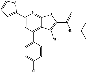 3-amino-4-(4-chlorophenyl)-N-isopropyl-6-(2-thienyl)thieno[2,3-b]pyridine-2-carboxamide 结构式