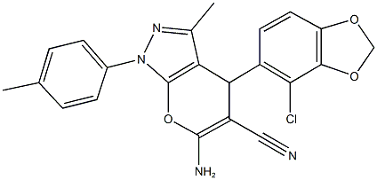 445266-43-3 6-amino-4-(4-chloro-1,3-benzodioxol-5-yl)-3-methyl-1-(4-methylphenyl)-1,4-dihydropyrano[2,3-c]pyrazole-5-carbonitrile