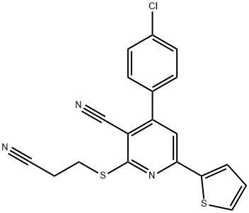 4-(4-chlorophenyl)-2-[(2-cyanoethyl)sulfanyl]-6-(2-thienyl)nicotinonitrile 结构式