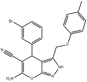 445266-64-8 6-amino-4-(3-bromophenyl)-3-{[(4-methylphenyl)sulfanyl]methyl}-2,4-dihydropyrano[2,3-c]pyrazole-5-carbonitrile