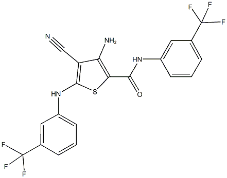 3-amino-4-cyano-5-[3-(trifluoromethyl)anilino]-N-[3-(trifluoromethyl)phenyl]-2-thiophenecarboxamide 化学構造式