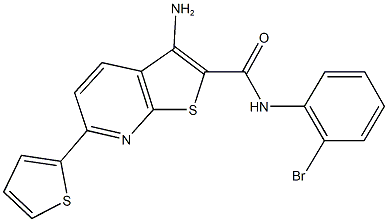 3-amino-N-(2-bromophenyl)-6-(2-thienyl)thieno[2,3-b]pyridine-2-carboxamide 化学構造式