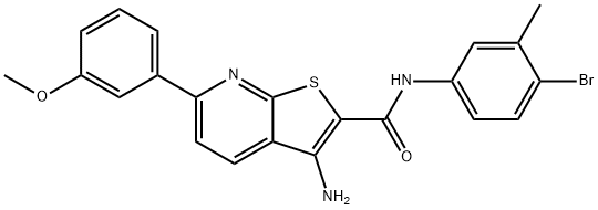 3-amino-N-(4-bromo-3-methylphenyl)-6-(3-methoxyphenyl)thieno[2,3-b]pyridine-2-carboxamide 结构式