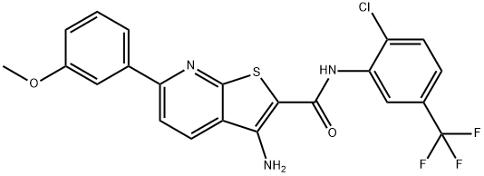 3-amino-N-[2-chloro-5-(trifluoromethyl)phenyl]-6-(3-methoxyphenyl)thieno[2,3-b]pyridine-2-carboxamide Structure