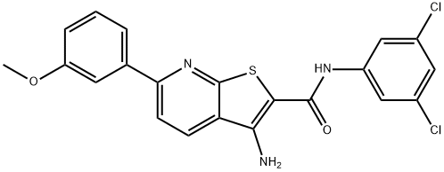 3-amino-N-(3,5-dichlorophenyl)-6-(3-methoxyphenyl)thieno[2,3-b]pyridine-2-carboxamide 结构式