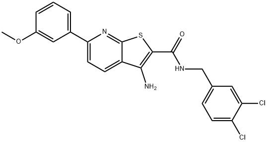 3-amino-N-(3,4-dichlorobenzyl)-6-(3-methoxyphenyl)thieno[2,3-b]pyridine-2-carboxamide 结构式