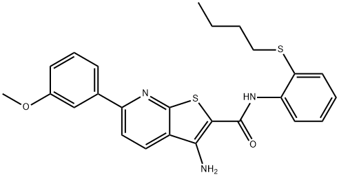 3-amino-N-[2-(butylsulfanyl)phenyl]-6-(3-methoxyphenyl)thieno[2,3-b]pyridine-2-carboxamide,445267-95-8,结构式