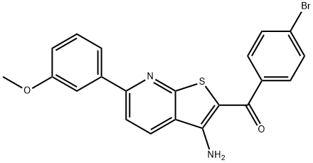 [3-amino-6-(3-methoxyphenyl)thieno[2,3-b]pyridin-2-yl](4-bromophenyl)methanone 结构式