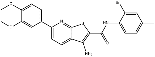 3-amino-N-(2-bromo-4-methylphenyl)-6-(3,4-dimethoxyphenyl)thieno[2,3-b]pyridine-2-carboxamide,445268-09-7,结构式