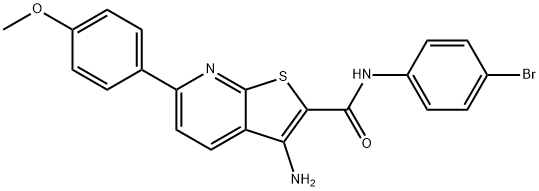 3-amino-N-(4-bromophenyl)-6-(4-methoxyphenyl)thieno[2,3-b]pyridine-2-carboxamide 结构式
