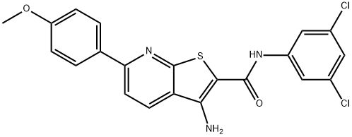 3-amino-N-(3,5-dichlorophenyl)-6-(4-methoxyphenyl)thieno[2,3-b]pyridine-2-carboxamide Struktur