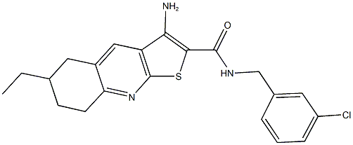 3-amino-N-(3-chlorobenzyl)-6-ethyl-5,6,7,8-tetrahydrothieno[2,3-b]quinoline-2-carboxamide 结构式