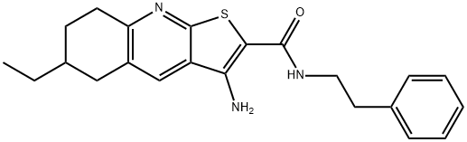 3-amino-6-ethyl-N-(2-phenylethyl)-5,6,7,8-tetrahydrothieno[2,3-b]quinoline-2-carboxamide 结构式