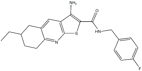 3-amino-6-ethyl-N-(4-fluorobenzyl)-5,6,7,8-tetrahydrothieno[2,3-b]quinoline-2-carboxamide 化学構造式