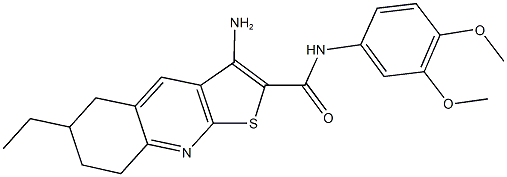 3-amino-N-(3,4-dimethoxyphenyl)-6-ethyl-5,6,7,8-tetrahydrothieno[2,3-b]quinoline-2-carboxamide 结构式