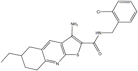 3-amino-N-(2-chlorobenzyl)-6-ethyl-5,6,7,8-tetrahydrothieno[2,3-b]quinoline-2-carboxamide 结构式