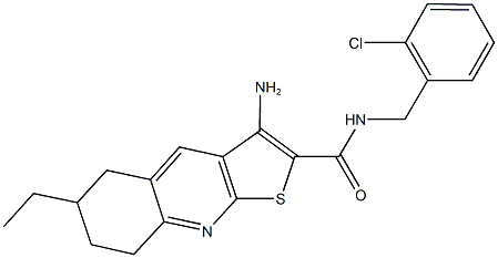 3-amino-N-(2-chlorobenzyl)-6-ethyl-5,6,7,8-tetrahydrothieno[2,3-b]quinoline-2-carboxamide,445269-09-0,结构式