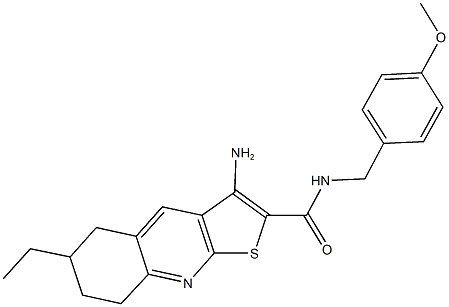 3-amino-6-ethyl-N-(4-methoxybenzyl)-5,6,7,8-tetrahydrothieno[2,3-b]quinoline-2-carboxamide 化学構造式