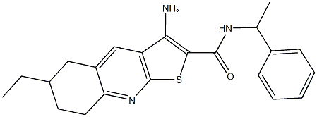 3-amino-6-ethyl-N-(1-phenylethyl)-5,6,7,8-tetrahydrothieno[2,3-b]quinoline-2-carboxamide Structure