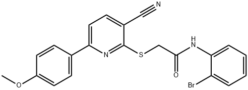 N-(2-bromophenyl)-2-{[3-cyano-6-(4-methoxyphenyl)-2-pyridinyl]sulfanyl}acetamide Structure