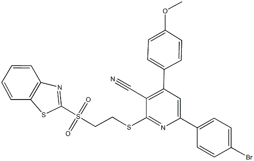 2-{[2-(1,3-benzothiazol-2-ylsulfonyl)ethyl]sulfanyl}-6-(4-bromophenyl)-4-(4-methoxyphenyl)nicotinonitrile Structure