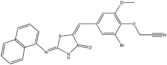 445284-12-8 (2-bromo-6-methoxy-4-{[2-(1-naphthylimino)-4-oxo-1,3-thiazolidin-5-ylidene]methyl}phenoxy)acetonitrile