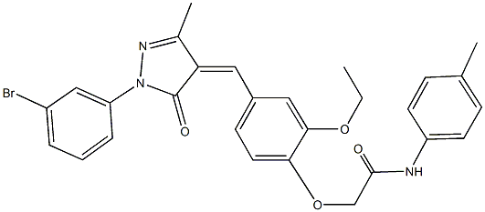 2-(4-{[1-(3-bromophenyl)-3-methyl-5-oxo-1,5-dihydro-4H-pyrazol-4-ylidene]methyl}-2-ethoxyphenoxy)-N-(4-methylphenyl)acetamide 结构式