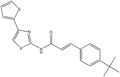 3-(4-tert-butylphenyl)-N-[4-(2-thienyl)-1,3-thiazol-2-yl]acrylamide 结构式