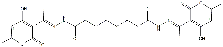 N'~1~,N'~8~-bis[1-(4-hydroxy-6-methyl-2-oxo-2H-pyran-3-yl)ethylidene]octanedihydrazide Struktur