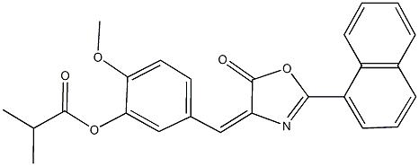 2-methoxy-5-[(2-(1-naphthyl)-5-oxo-1,3-oxazol-4(5H)-ylidene)methyl]phenyl 2-methylpropanoate Struktur