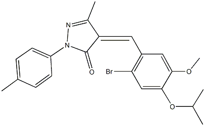 4-(2-bromo-4-isopropoxy-5-methoxybenzylidene)-5-methyl-2-(4-methylphenyl)-2,4-dihydro-3H-pyrazol-3-one Struktur