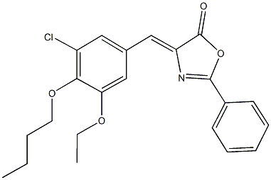 4-(4-butoxy-3-chloro-5-ethoxybenzylidene)-2-phenyl-1,3-oxazol-5(4H)-one Structure