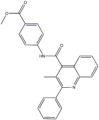 methyl 4-{[(3-methyl-2-phenylquinolin-4-yl)carbonyl]amino}benzoate 化学構造式