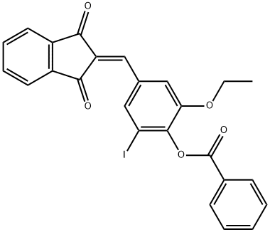 4-[(1,3-dioxo-1,3-dihydro-2H-inden-2-ylidene)methyl]-2-ethoxy-6-iodophenyl benzoate Structure