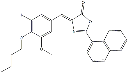 4-(4-butoxy-3-iodo-5-methoxybenzylidene)-2-(1-naphthyl)-1,3-oxazol-5(4H)-one Struktur
